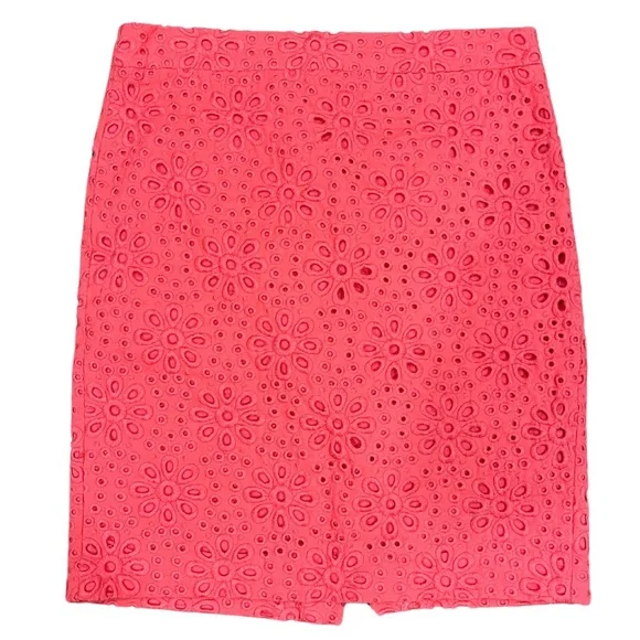 J. Crew Size 8P Coral Floral Pencil Skirt Knee Length - Picture 1 of 3